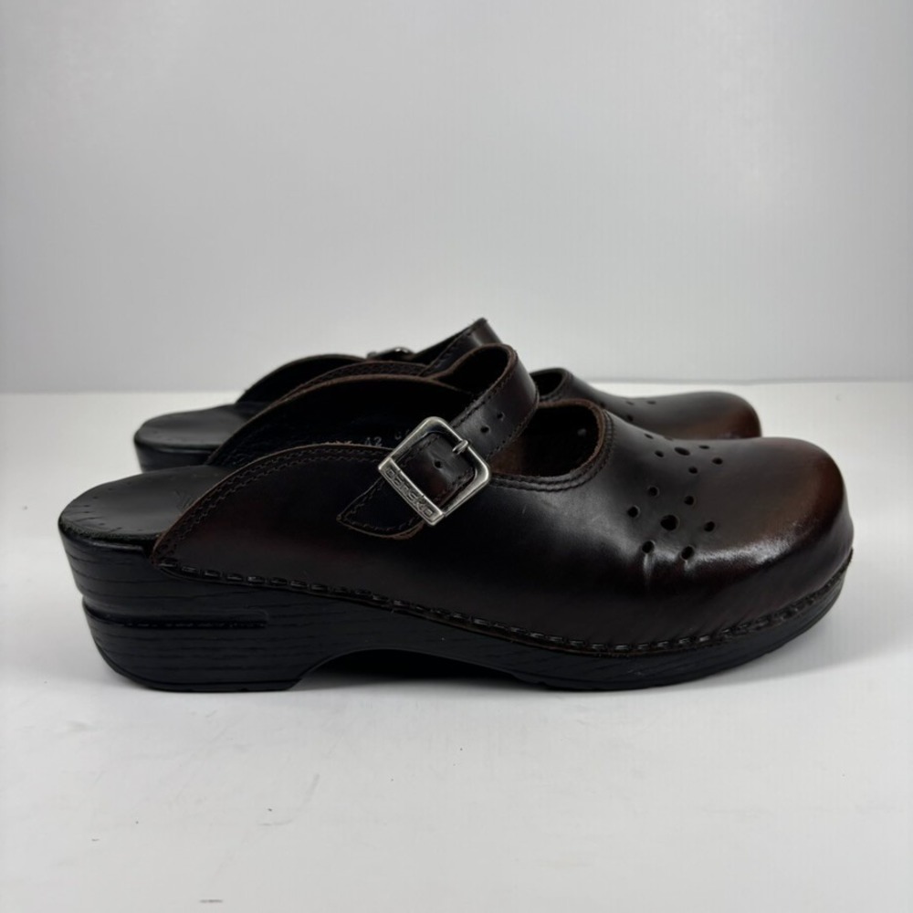 Dansko Merrie Women's US 11.5–12/42 Brown Leather Mary Jane Comfort Buckle Clogs - Picture 10 of 16